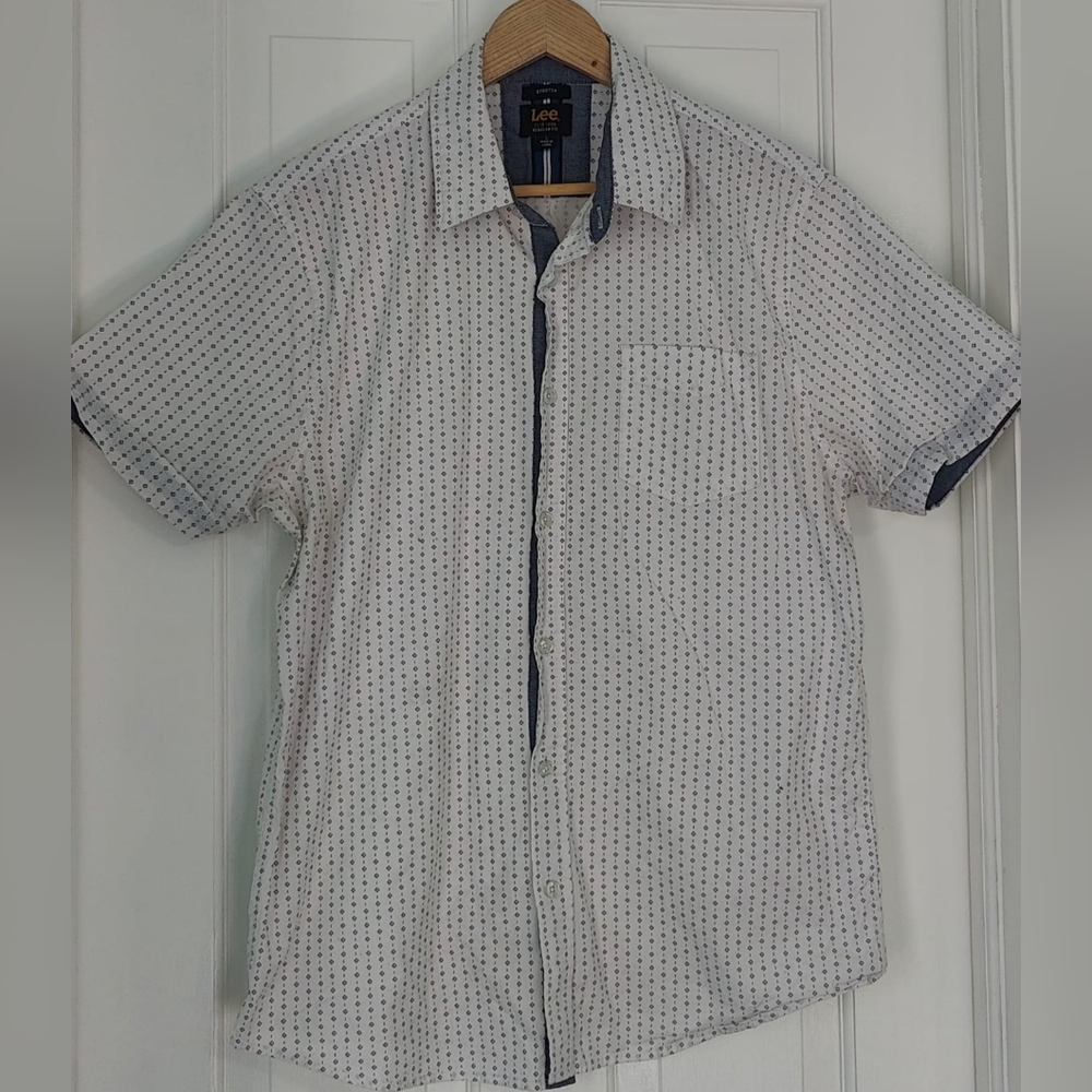 Men's shirt half sleeve white black dots